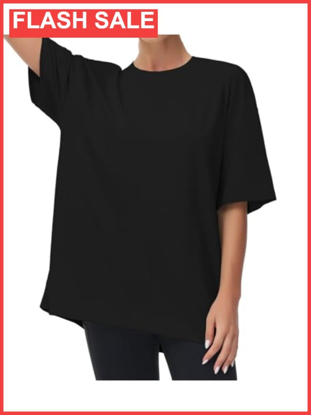 Oversized Cotton Blend Workout T-Shirt Drop Shoulder Crewneck Boxy Tee